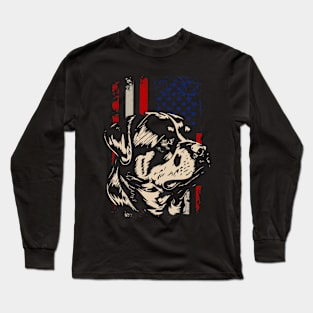 Urban Rottweiler American Flag Talk Triumph for Dog Enthusiasts Long Sleeve T-Shirt